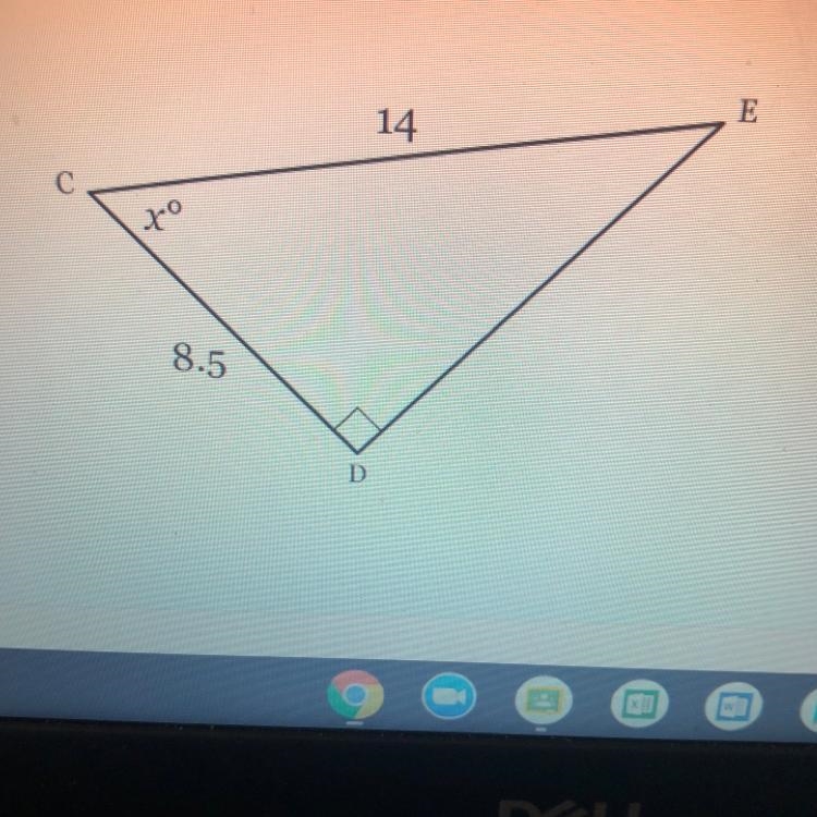 Solve for X. Round to the nearest tenth of a degree, if necessary.-example-1