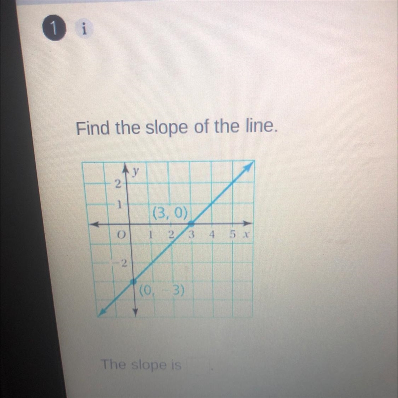 Find the slope of the line 3,0 and 0,-3-example-1