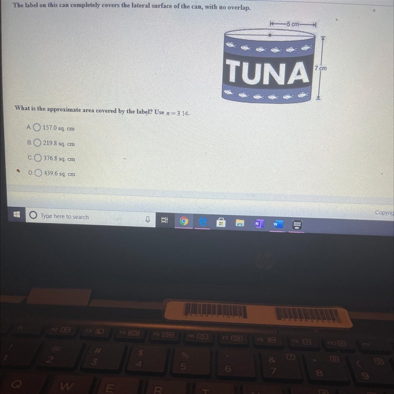 What is the approximate area covered by the label?-example-1