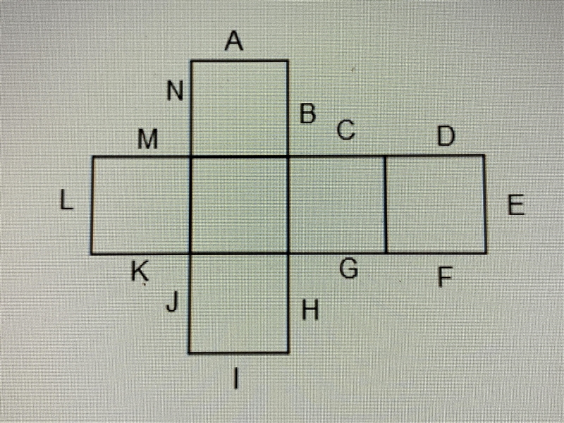 When the net is folded up, which sides will touch? A. C and G B. M and G C. D and-example-1