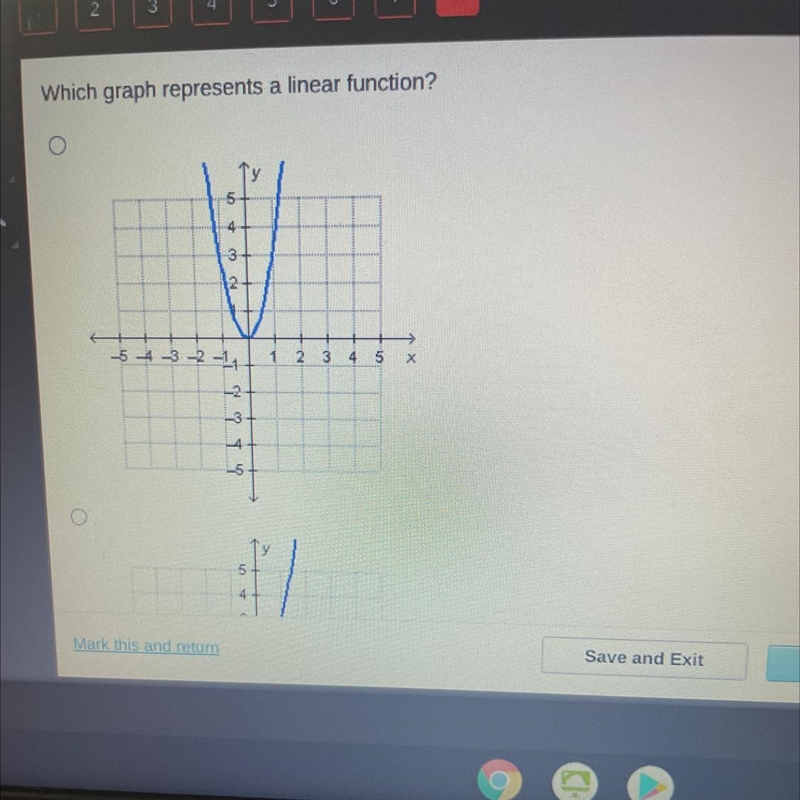 Which graph represents a line function?-example-1