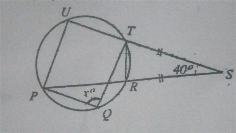 1. In diagram below, POTU is a circle and |SR|=|ST|. Find.r. ​-example-1