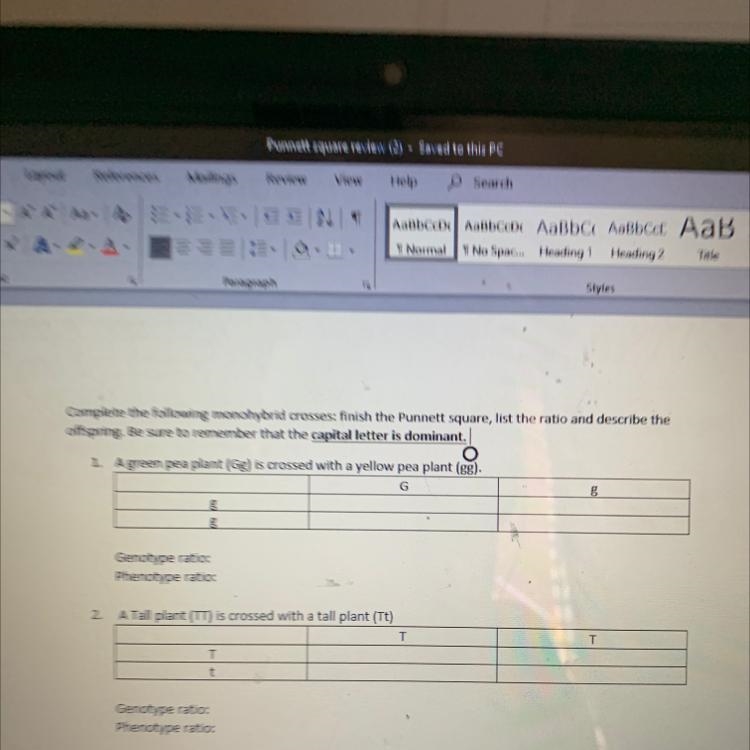 Can somebody help me out with these punnett square questions, just 1. and 2.-example-1