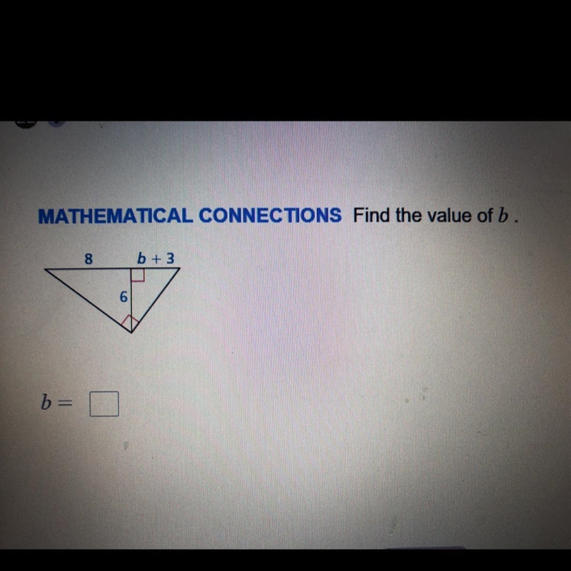 Find the value of b 8 b+3 6 pls help-example-1