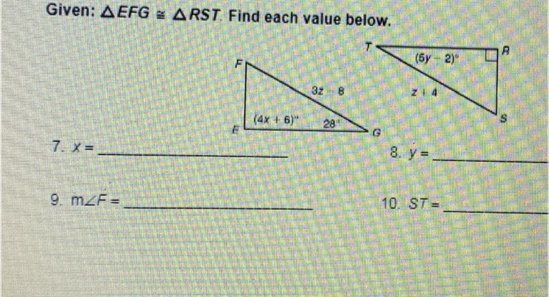 Find each value below.-example-1