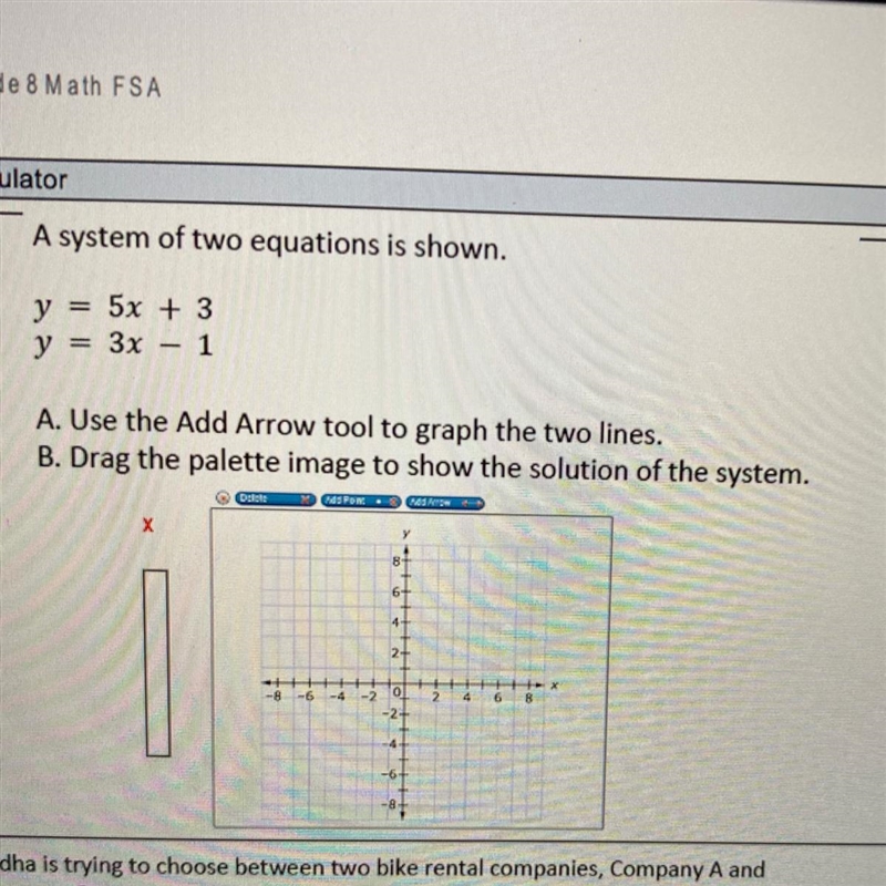 A graph of a system of two equations is shown. HELP!!!!!-example-1