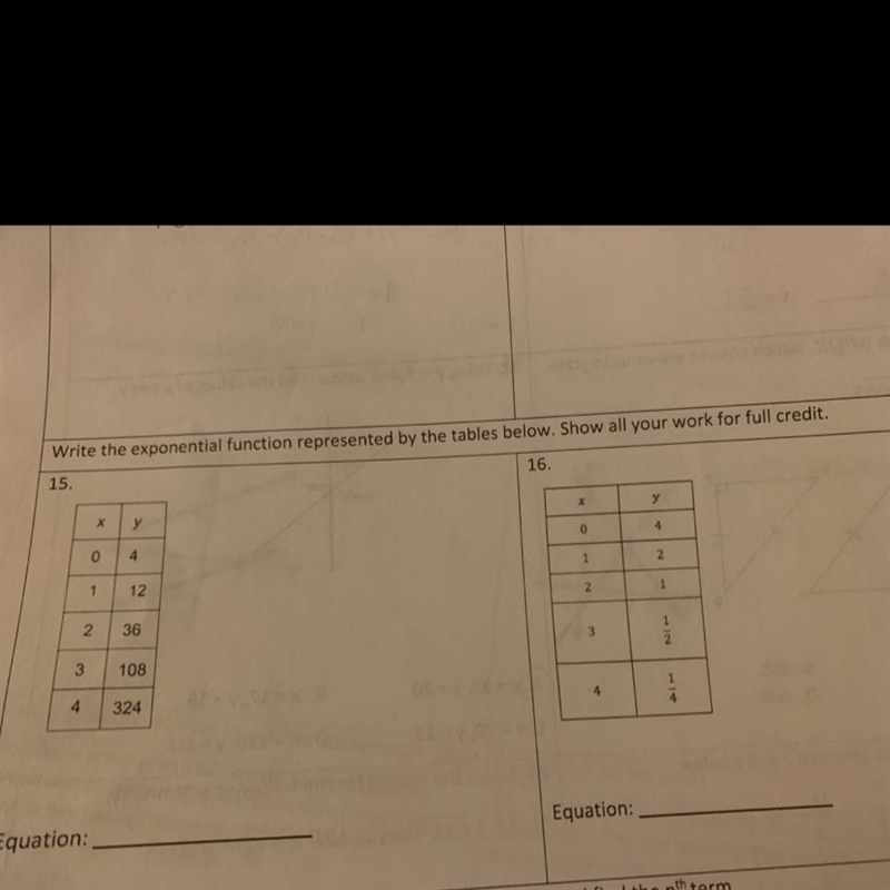 Write the exponential function represented by the tables below-example-1