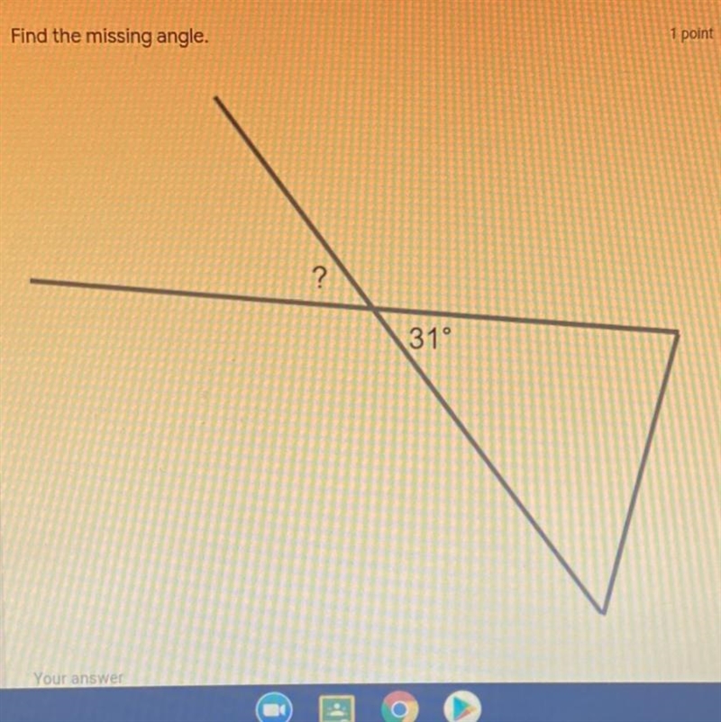 Find the missing angle.-example-1