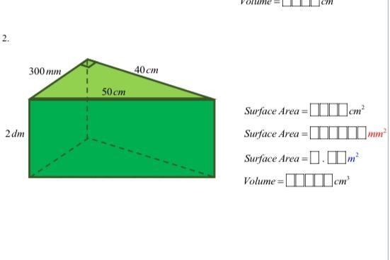 300 mm 40 cm 50 cm 2 dm Slice of a cake-example-1