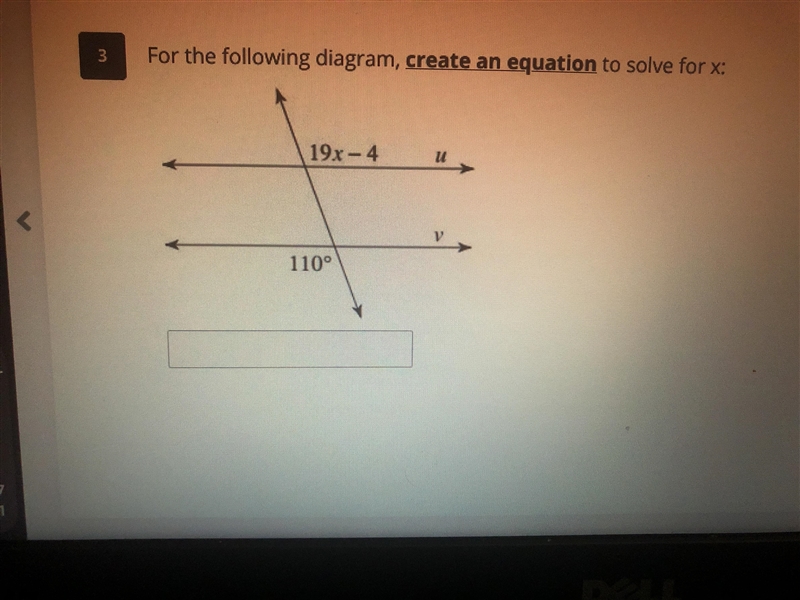 For the following diagram, create an equation to solve for x-example-1