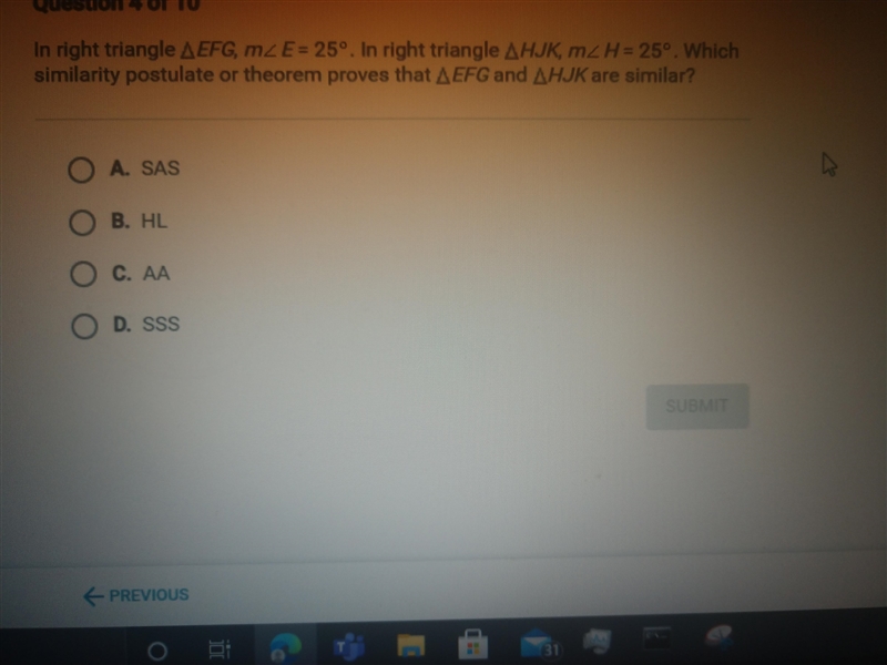 A) SAS B) HL C) AA D) SSS ?-example-1