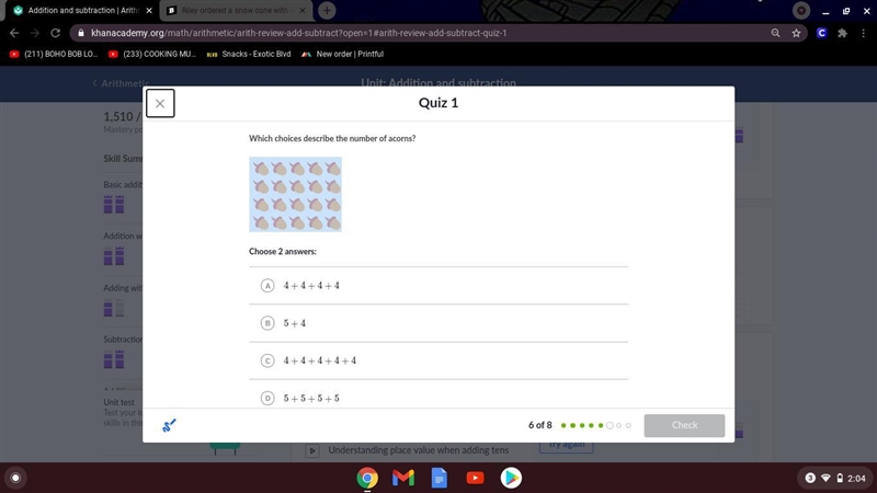 Which choices describe the number of acorns?-example-1