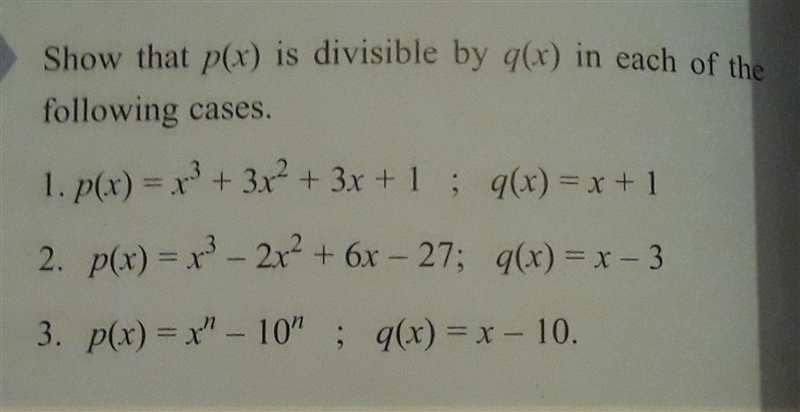 Please help me Please this is due today Show that p(x) is divisible by q(x) in each-example-1