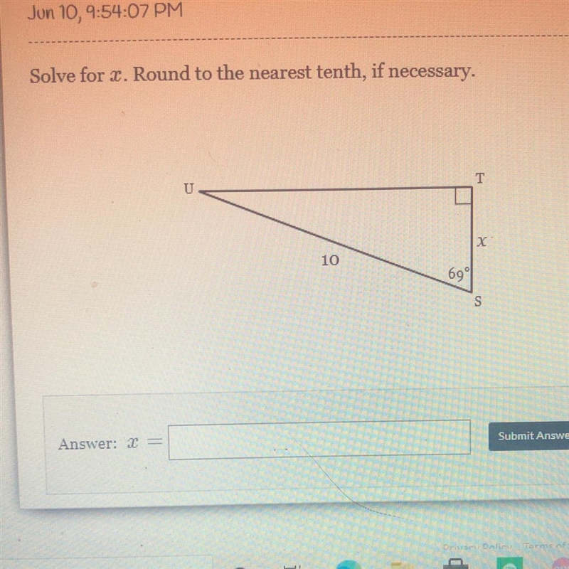 Solve for x. Round to the nearest tenth, if necessary.-example-1