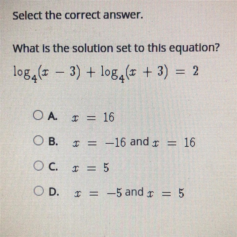 Log4(x-3) + log4(x+3) =2-example-1