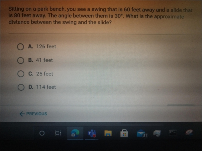 What is the approximate distance between the swing and the slide?-example-1