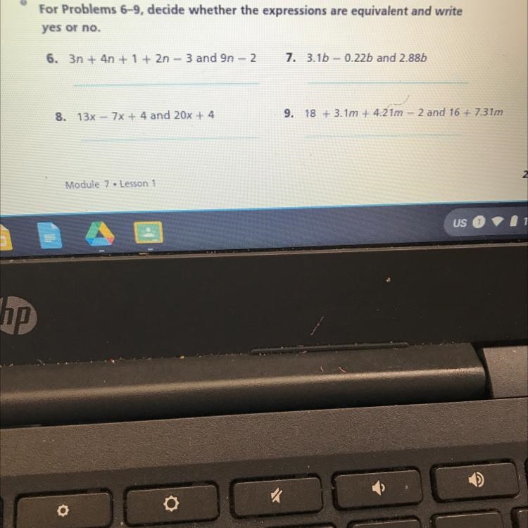 Please I need your help. Decide whether the expression are equivalent and write yes-example-1