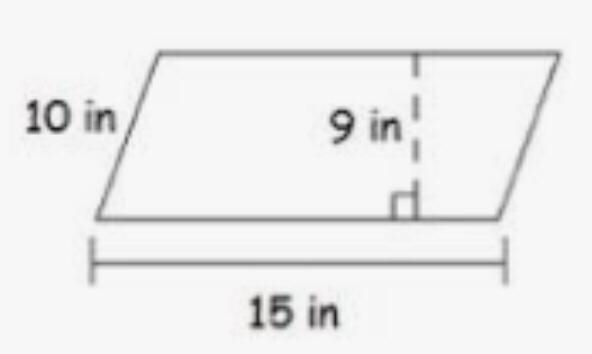 Which expression represents the area of the parallelogram below? A : 10 x 9 x 15 B-example-1