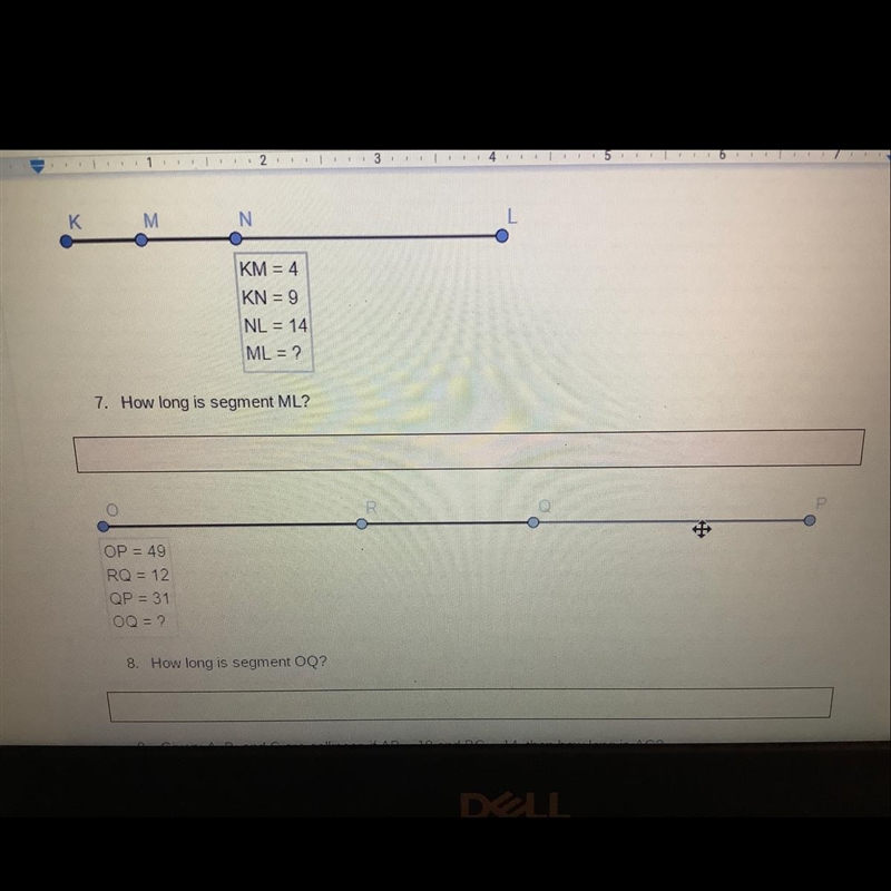 1. How long is segment ML ?-example-1