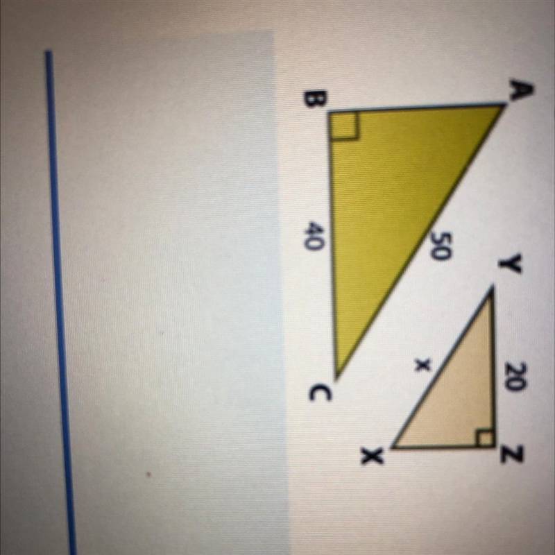 Triangle ABC is similar to triangle XYZ find the missing side x using proportions-example-1