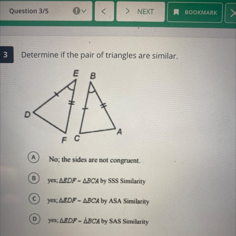 Determine if the pair of triangles are similar im begging plz help-example-1