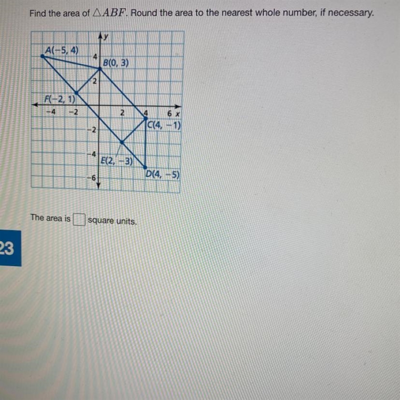 Find the area of ABF. Round the area to the nearest whole number if necessary.-example-1