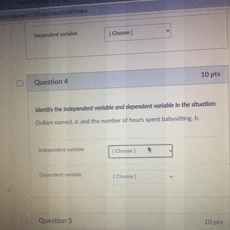 Identify the independent variable and dependent variable in the situation: Dollars-example-1