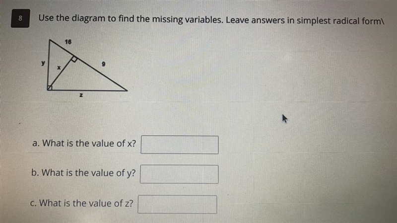 What is the value of X? What is the value of Y? What is the value of Z?-example-1