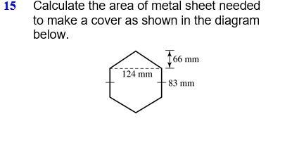 Calculate the area of metal sheet needed to make a cover as shown in the diagram below-example-1