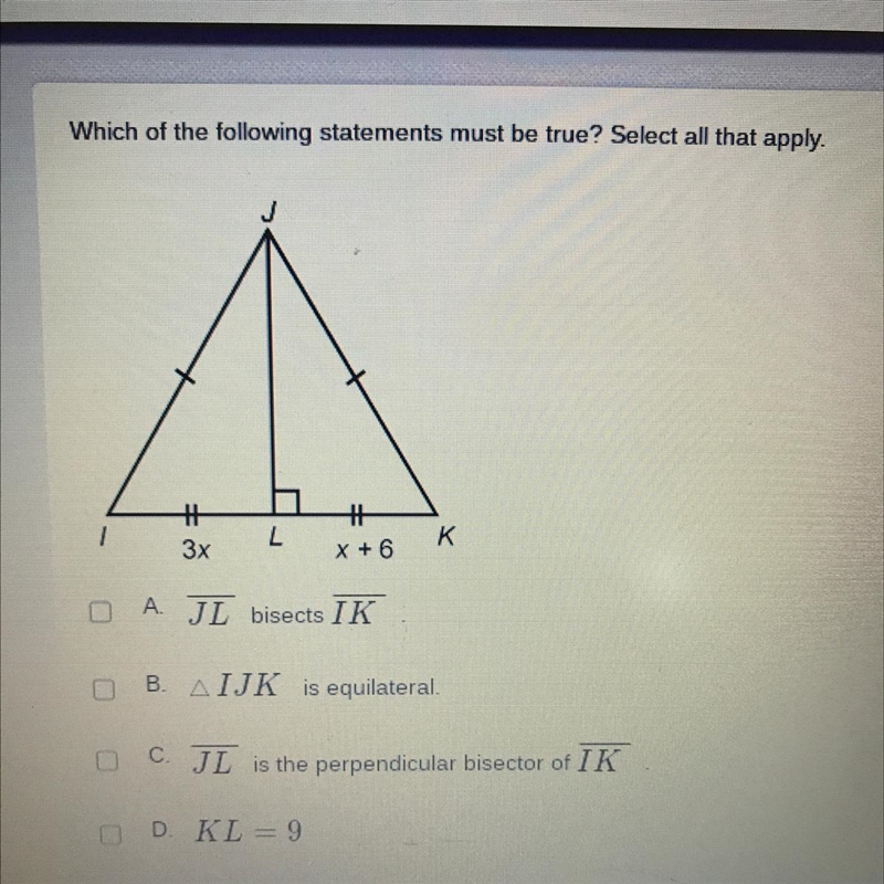 URGENT: Which of the following statements must be true? Select all that apply-example-1