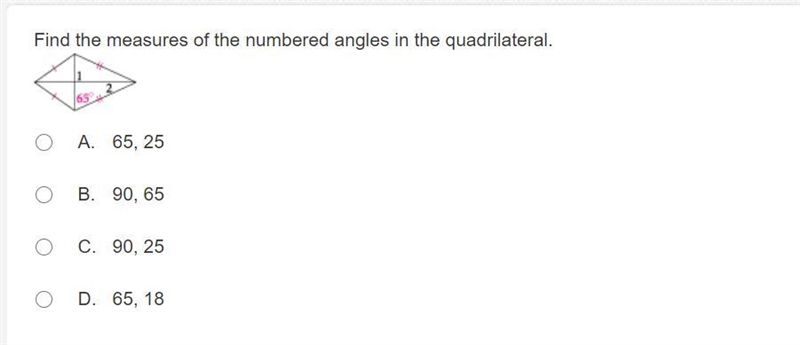 Find the measures of the numbered angles in the quadrilateral.-example-1