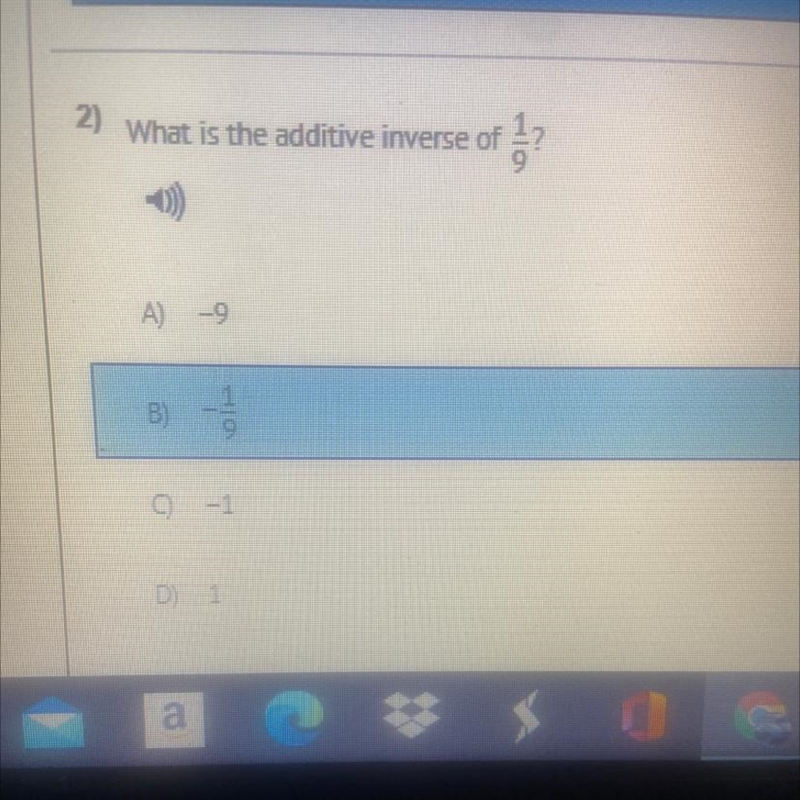 What is the additive inverse of 1/9-example-1