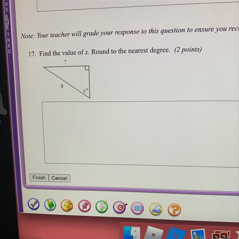 Find the value of x round to the nearest degree-example-1