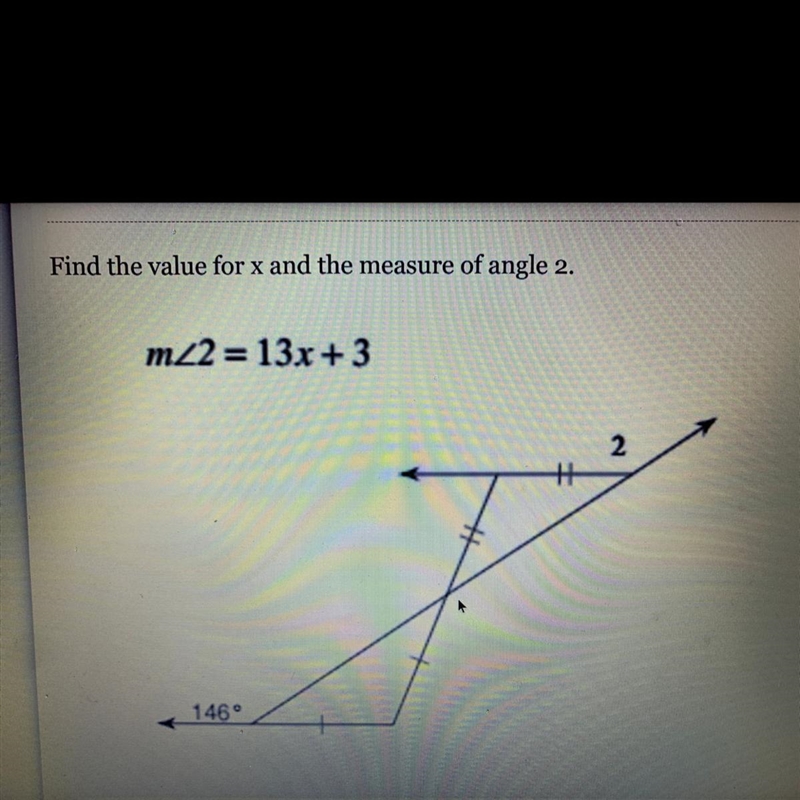 Find the value of X in the measure of angle 2.-example-1