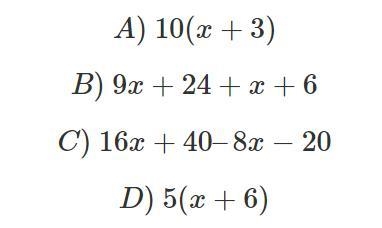 Which of the expressions below is equal to 10x+30? Select all that apply.-example-1