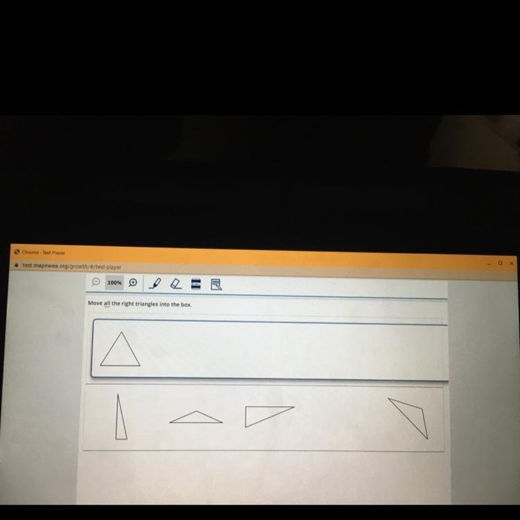 URGENT! Move all the right triangles into the box.-example-1