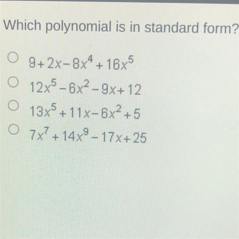 Which polynomial is in standard form-example-1