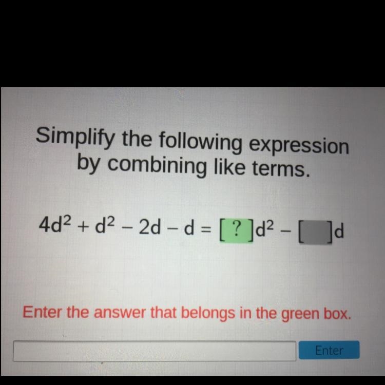 Simplify the following expression by combining like terms.-example-1