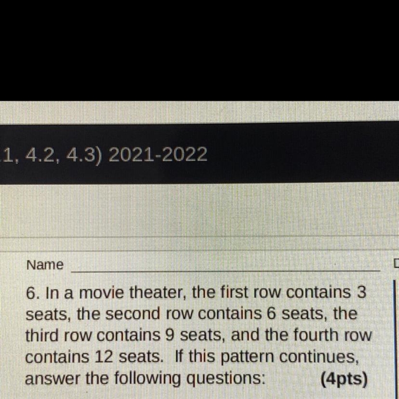 A.) How many seats are in the 20th row B.) Which row contains 36 seats-example-1