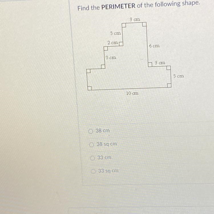 Find the PERIMETER of the following shape.-example-1