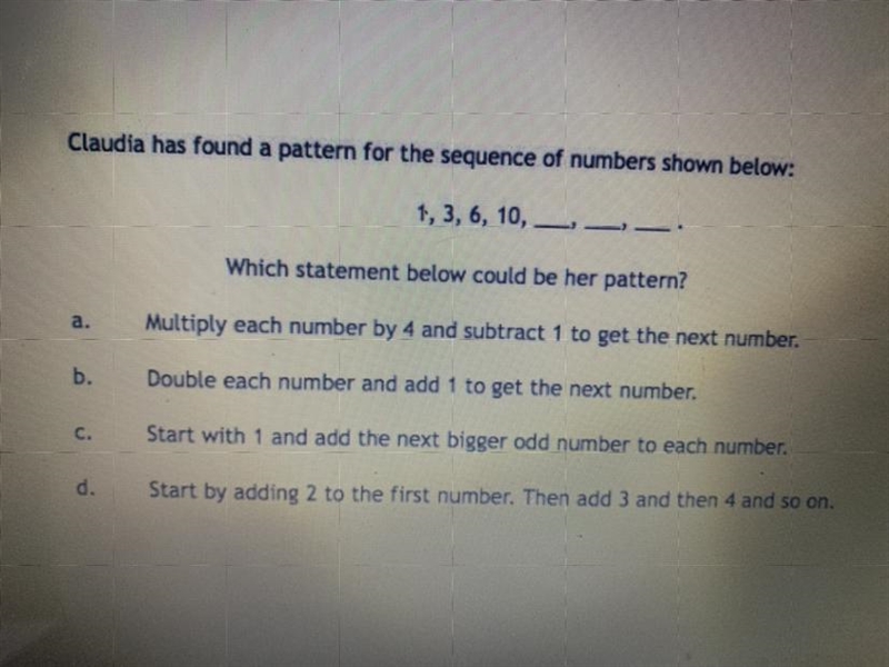 Which pattern or sequence did she use?-example-1