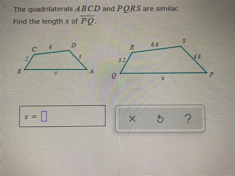 What is the length x of PQ-example-1