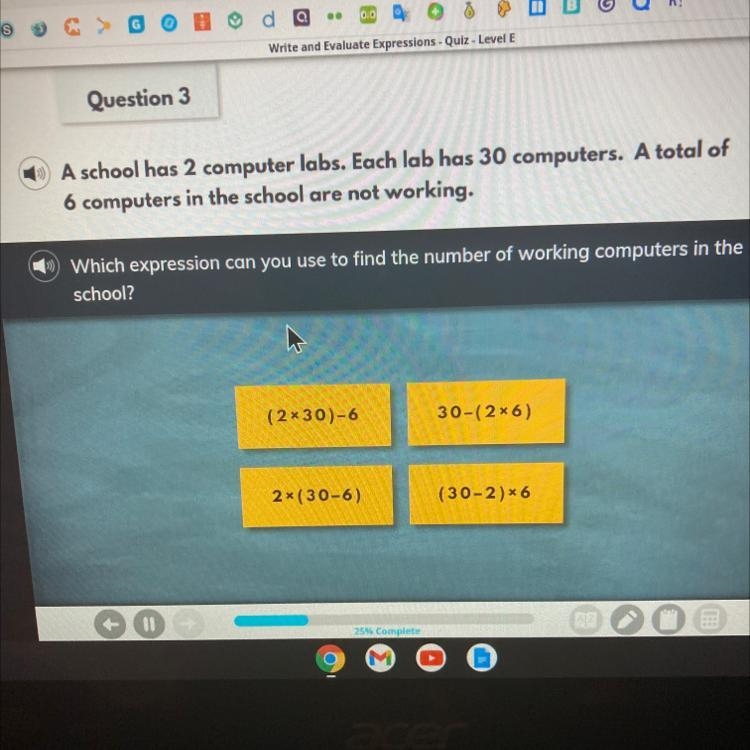 A school has 2 computer labs. Each lab has 30 computers. A total of 6 computers in-example-1