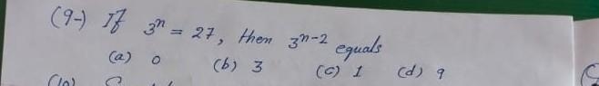 If 3n = 27 then 3n-2 equals​-example-1