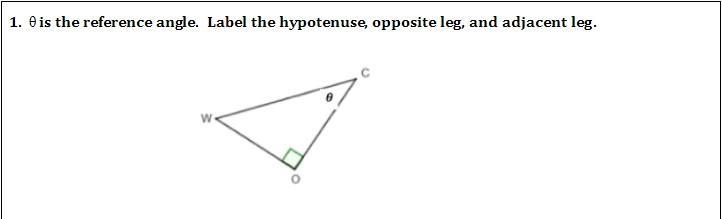 Please Help 0 is the reference angle. Label the hypotenuse, opposite leg, and adjacent-example-1