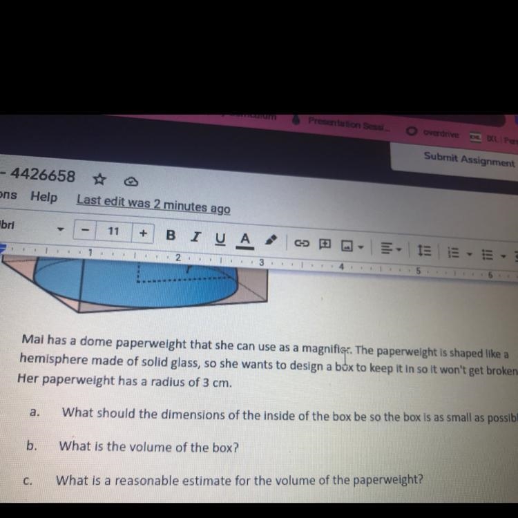 What should the dimensions of the inside of the box be so the box is as small as possible-example-1