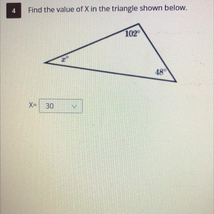 45 POINTS IF ANSWER!!! Find the value of X in the triangle shown below.-example-1