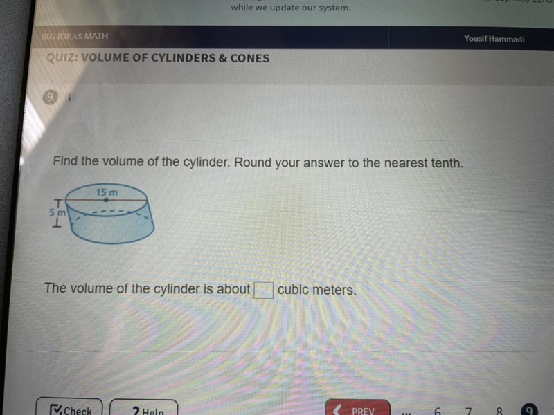 Volume of cylinder round to the nearest 10th-example-1