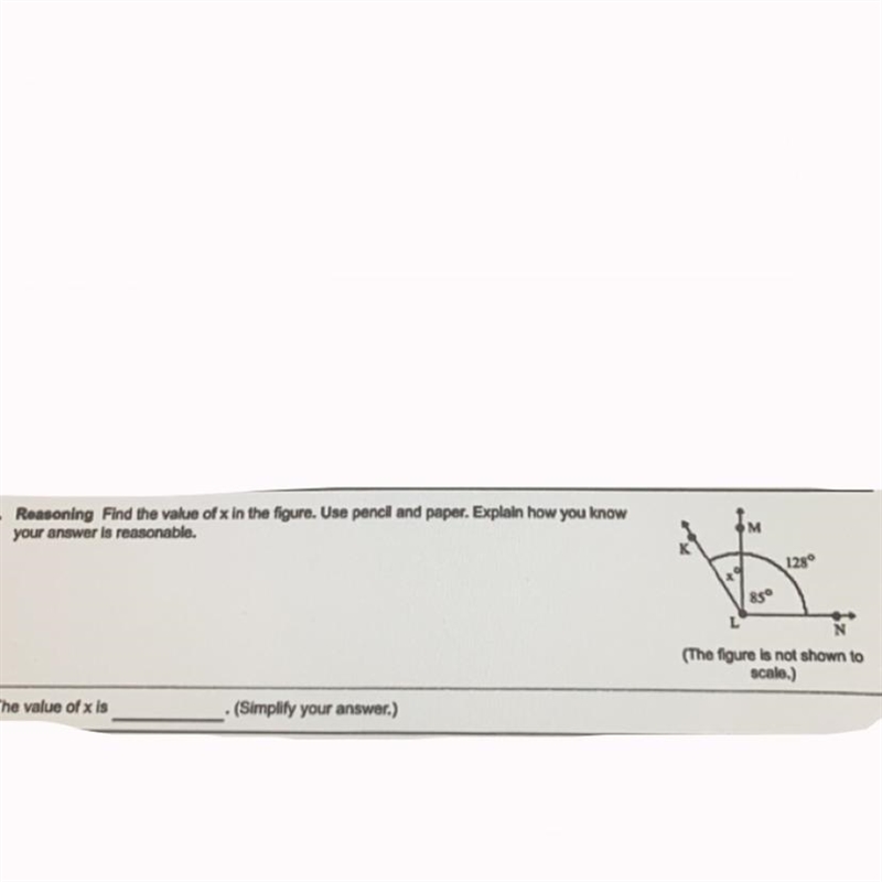 Reasoning find the value of x in the figure. Use pencil and paper. Explain how you-example-1