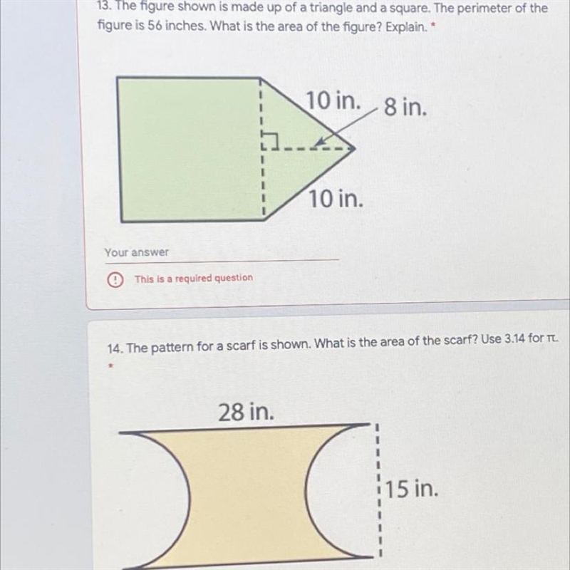 Find the area of each figure. PLEASE ANSWER 13 & 14-example-1